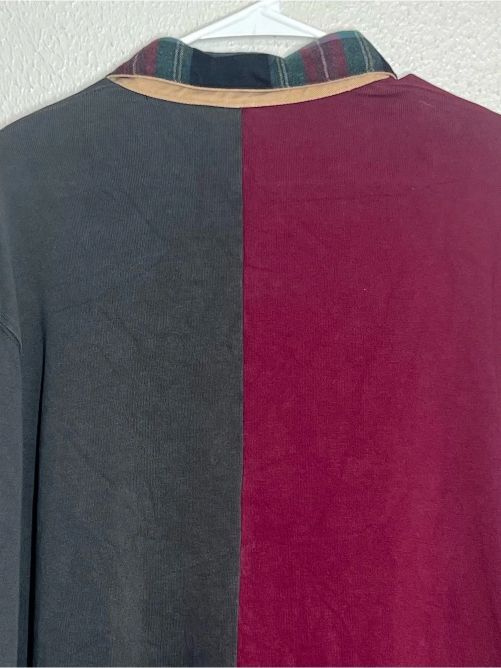 J Crew Knit Goods Rugby Polo Shirt LS Mens Size Medium Gray Maroon Color Block